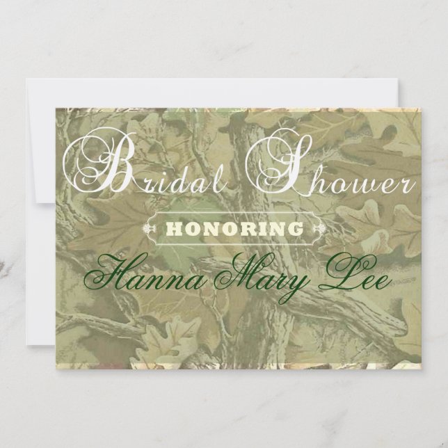 Invitation élégante de Fête de la mariée de Camo (Devant)