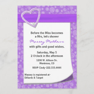 Invitation élégante de Fête de la mariée de Purple