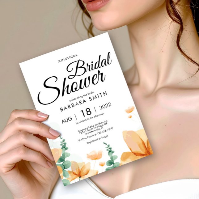 Invitation élégante de Fête de Mariage Florale aux (Elegant Wildflower Floral Bridal Shower Invitation Postcard, Wildflower Wedding)