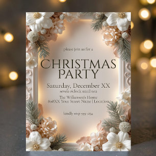 Invitation élégante de fête de Noël à cadre floral