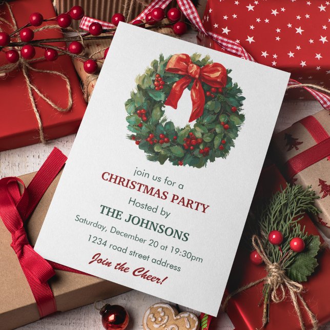 Invitation élégante de fête de Noël à la couronne (Créateur téléchargé)