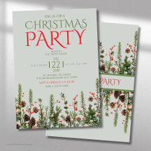 Invitation élégante de fête de Noël à la verdure