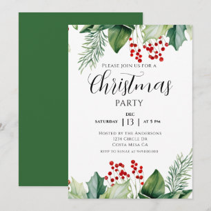 Invitation élégante de fête de Noël aux baies de h