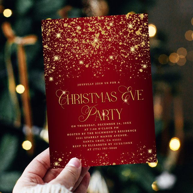 Invitation élégante de fête de Noël avec paillette (Créateur téléchargé)