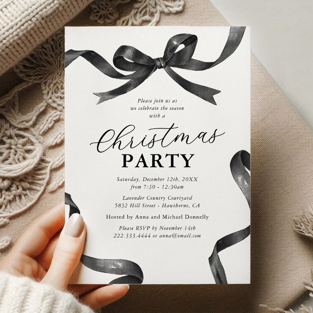 Invitation élégante de fête de Noël avec un nœud (Créateur téléchargé)