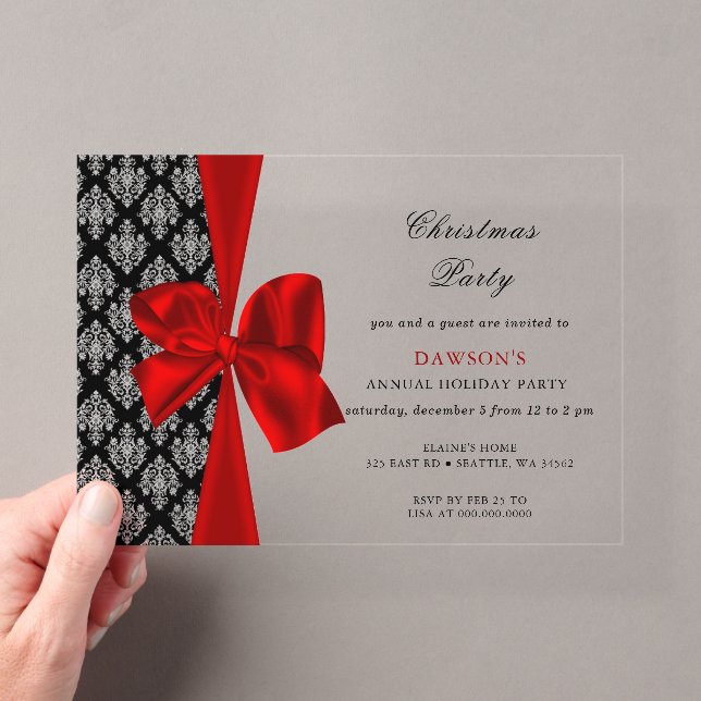 Invitation élégante de fête de Noël avec un nœud r (In situ (ordinateur de poche))
