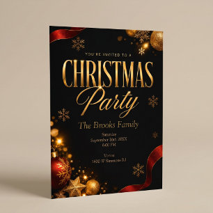 Invitation élégante de fête de Noël en or