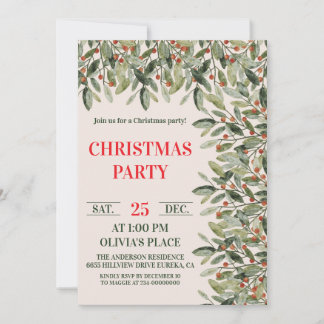Invitation élégante de fête de Noël sur le thème b