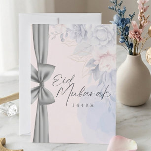 Invitation élégante de fête d'Eid aux fleurs paste