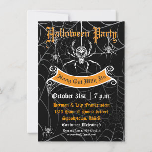 Invitation élégante de fête d'Halloween d'araignée