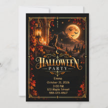 Invitation élégante de fête d'Halloween en noir et