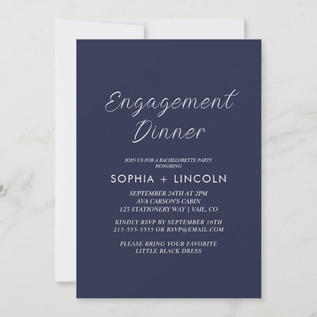 Invitation élégante de fête / dîner de fiançailles (Devant)