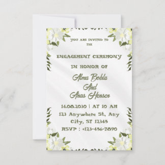 Invitation élégante de fiançailles florales