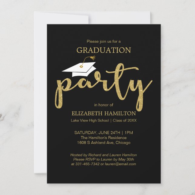 Invitation élégante de fin d'études au lycée avec  (Devant)