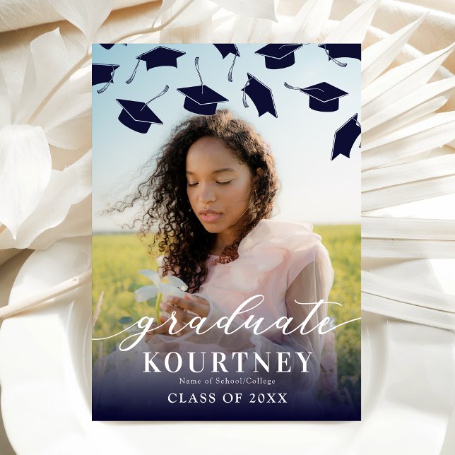 Invitation élégante de fin d'études en bleu marine (Créateur téléchargé)