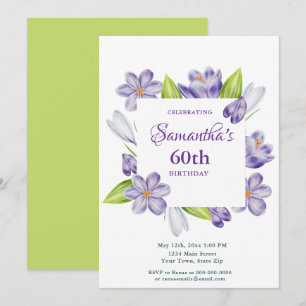 Invitation élégante de fleurs printanières pour 60
