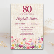 Invitation élégante de fleurs sauvages roses pour