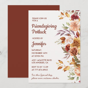 Invitation élégante de Friendsgiving Potluck aux f