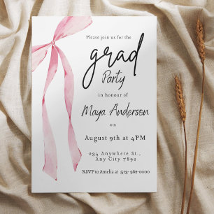 Invitation élégante de graduation avec Bow rose