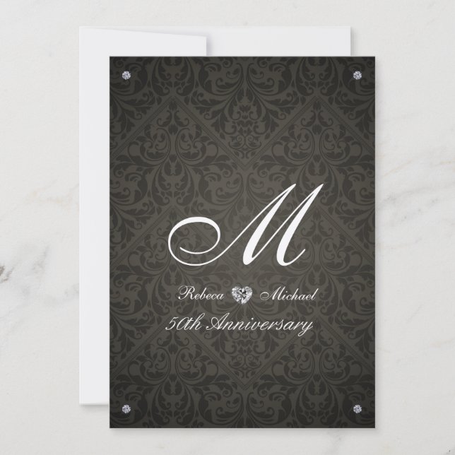 Invitation élégante de jubilé avec monogramme en d (Devant)