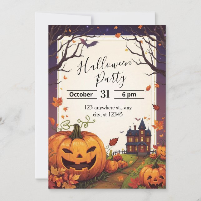 Invitation élégante de la fête d'Halloween | Perso (Devant)