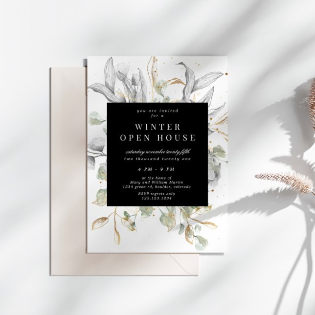 Invitation élégante de maison ouverte Fleur Floral (Créateur téléchargé)