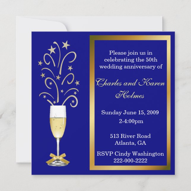 Invitation élégante de mariage et anniversaire de  (Devant)