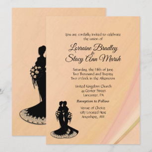 Invitation élégante de Mariage lesbien Peach