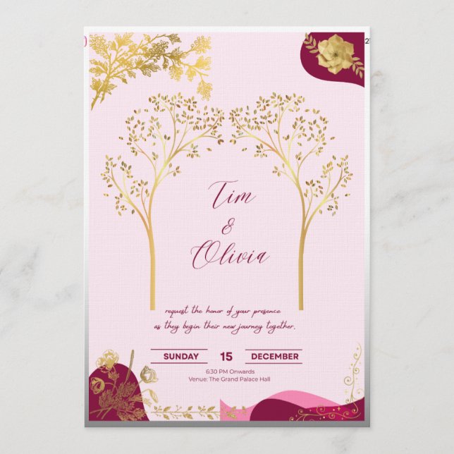 Invitation élégante de mariage royal (Devant)