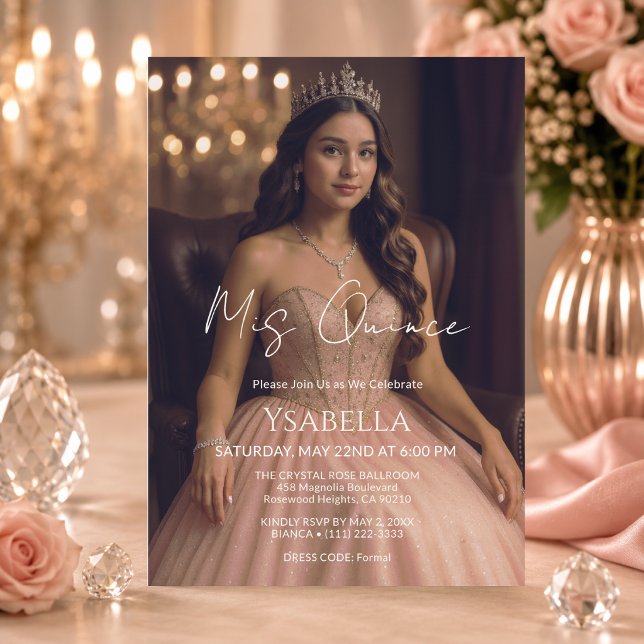 Invitation élégante de Mis Quince en or rose (Créateur téléchargé)
