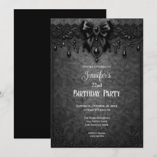 Invitation élégante de naissance en dentelle noire