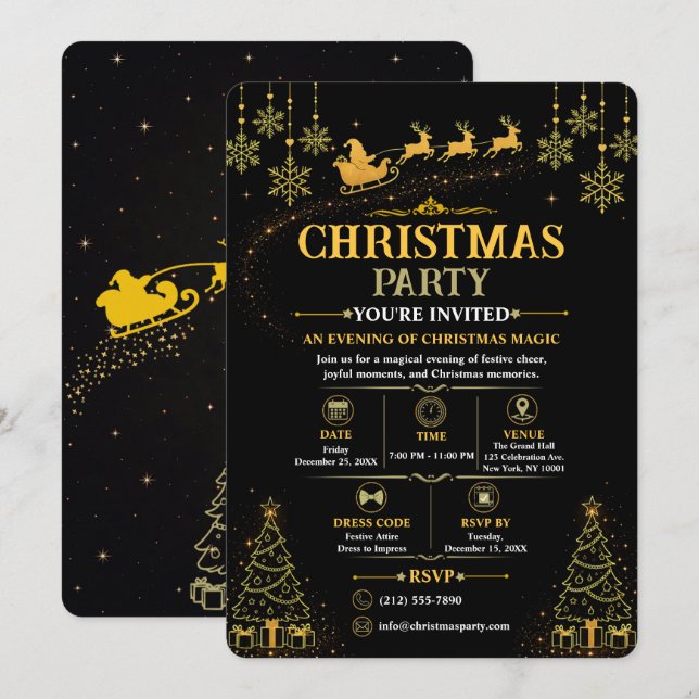 Invitation élégante de Noël pour le Père Noël en n (Devant / Derrière)