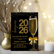 Invitation élégante de Nouvel An à la Champagne