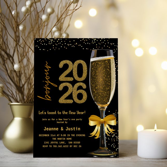 Invitation élégante de Nouvel An à la Champagne (Créateur téléchargé)