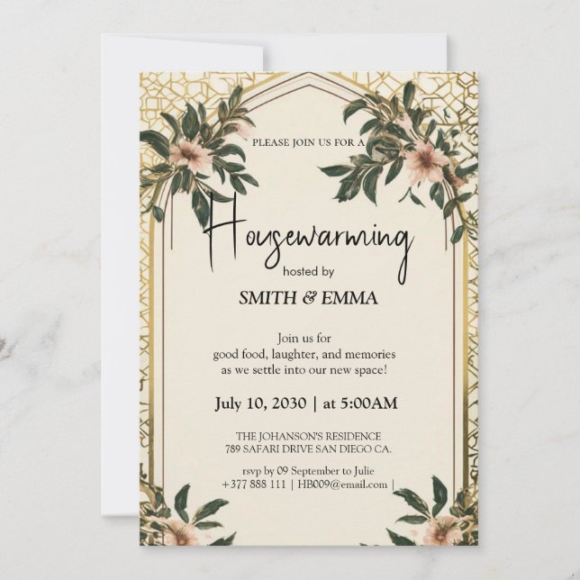 Invitation élégante de pendaison de crémaillère Fl (Devant)