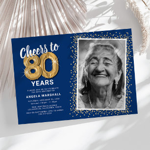 Invitation élégante de photo d'anniversaire 80 ans