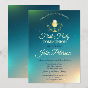 Invitation élégante de première communion avec omb