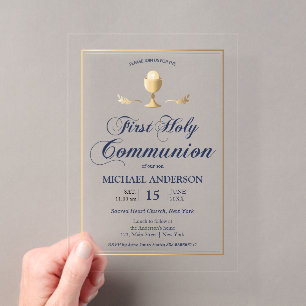Invitation élégante de première communion en or