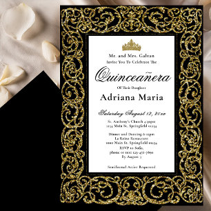 Invitation élégante de Quinceanera à décor de roul
