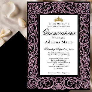 Invitation élégante de Quinceanera à motif de volu