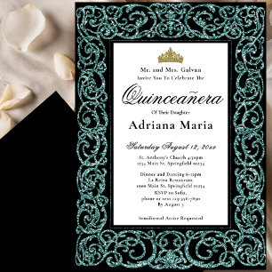 Invitation élégante de Quinceanera à volutes sarce