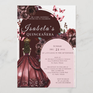 Invitation élégante de Quinceanera aux fleurs bord