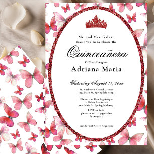Invitation élégante de Quinceanera aux papillons r