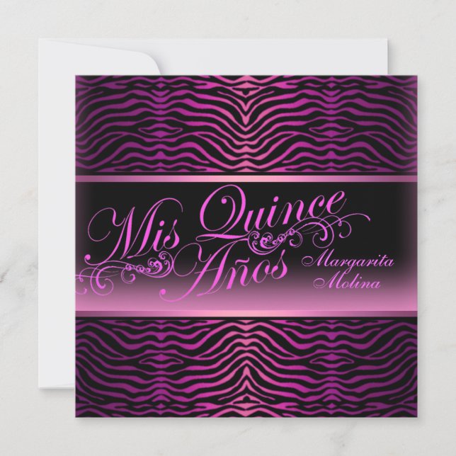 Invitation élégante de Quinceanera avec impression (Devant)