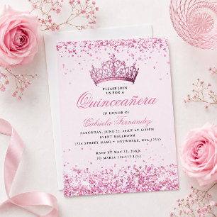 Invitation élégante de Quinceañera avec un diadème