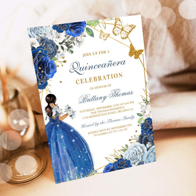 Invitation élégante de Quinceañera bleue (Créateur téléchargé)