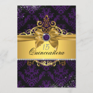 Invitation élégante de Quinceanera en damas élégan