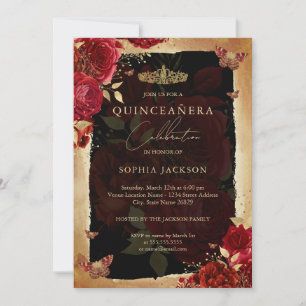 Invitation élégante de Quinceanera en or rose roug