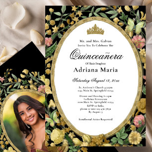 Invitation élégante de Quinceanera florale jaune o