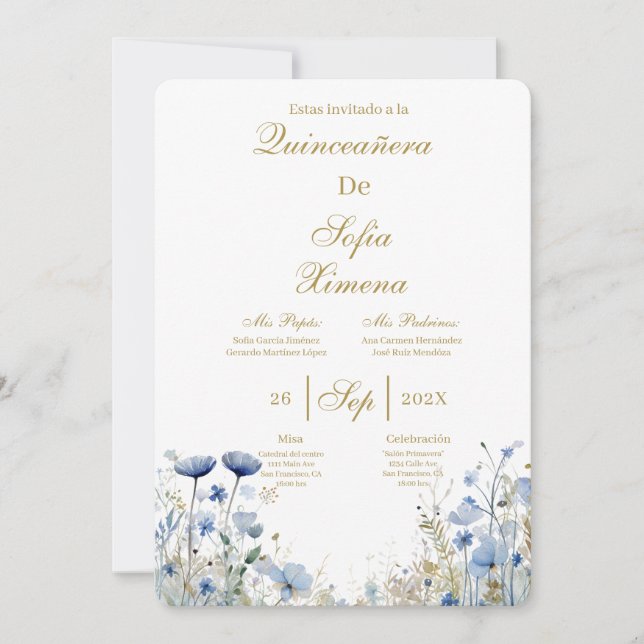 Invitation élégante de quinceañera invitation (Devant)